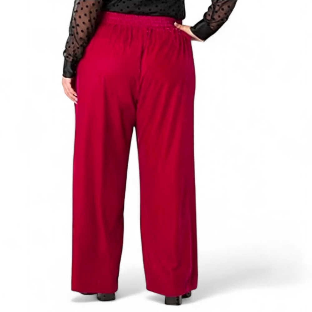 Wide Leg Mid Rise Velvet Pants - Picture 2 of 16